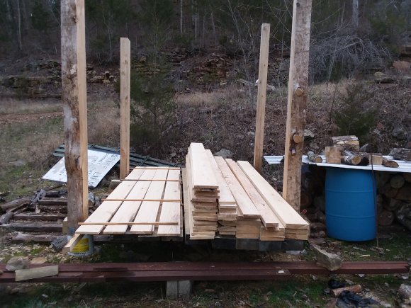 Pine lumber for firewood shed